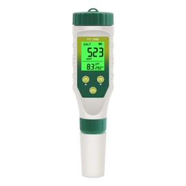 pH Meter Water, YIYEGO Simultaneous Display pH Value Meter and Salinity Meter Pool, New Improved TDS Temp Salt pH EC Meter for Hot Tubs, Spas, Aquarium, Hydroponics