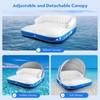 Floating Island with Canopy, Heavy Duty Inflatable Water Lounger Raft
