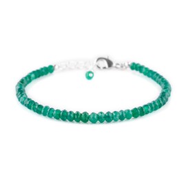 InfinityGemsArt Green Onyx Bracelets For Women Gemstone Full Beaded Dainty Stone Simple Jewelry for Her, Birthstone, Energy Chakra Healing Crystals Silver Plated Chain 8 inch