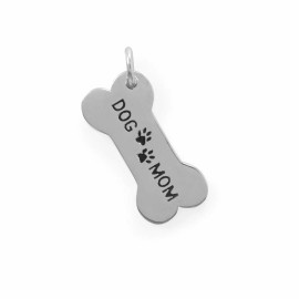 Unbranded Sterling Silver Rhodium-plated Dog Mom Charm