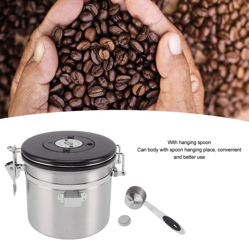Airtight Coffee Canister 1.2L 304 Stainless Steel Coffee Bean Storage