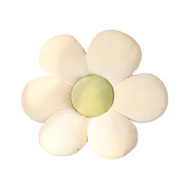 ACYOUNG Flower Floor Cushion Tatami Flower-Shaped Plush Decor Comfortable Seat Cushion for Children's Room Home Sofa Decoration (50 x 50 cm, White & Green - a)
