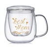 DOPUDO Glass Tea Cup 17.6oz, “Best Mom Ever” Mothers Day