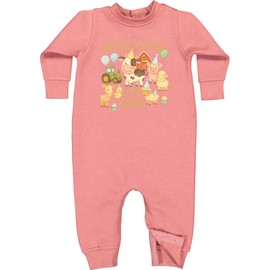 inktastic Holy Cow I'm 1 Boy Farm Animal Birthday Baby Fleece Romper 18 Months Mauve 45dfb