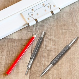 2Pcs Spring Center Punch Hammerless Dual Head Nail Setter Spring Loaded High Carbon Steel Nail Punch Narrow Space Door Hinge Pin Remover Tool