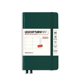 LEUCHTTURM1917 367624 Weekly Planner Pocket (A6) 2024, 12 Months, Forest Green, English