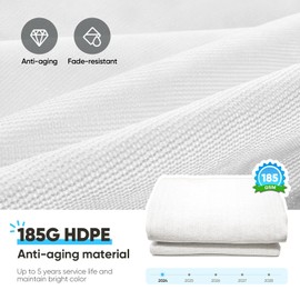 Quictent 185G HDPE Stripe Color Rectangle Sun Shade Sail Canopy White 98% UV Block Outdoor Patio Garden with Hardware Kit 24 x 24 ft