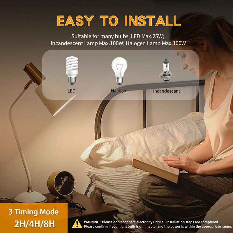 Lamp Dimmer Switch with Cord, Plug-in Dimmer 110-120V Indoor Timer