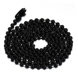 SINLEO Titanium Stainless Steel Small Beads Ball Chain Necklace for Men Women Dog Tag Link Chain Black 3MM 30 Inches