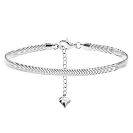 LANDOOK Titanium Steel Snake Chain Anklets for Women,Summer Beach Boho Dainty Foot Jewelry Silver Ankle Bracelets for Women