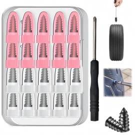 AddLuck 20 PCS Tire Repair Rubber Nails Kit with 2 Sizes,Tyre Repair Kit Rubber Nails with Box and Screwdriver,Car Puncture Repair Kits,Tyre Puncture Repair Kits for Trucks Motorcycles Cars