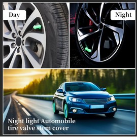 Valve Stem Caps Funny Creative Tire Valve Caps Prank Pencil Universal Car Luminous Tire Stem Kit Dust Proof Covers Wheel Tire Exterior Accessories for Cars, Bike,Trucks,Motor(Green 4pcs)