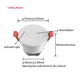 Presence Sensor, WenzhiIoT Smart Motion Sensor Zigbee 5.8 GHz Radar MmWave Presence Sensor Movement Body Motion Detection for Lighting 110/220V Wireless Switch Celling Mount Tuya Smart Life Home