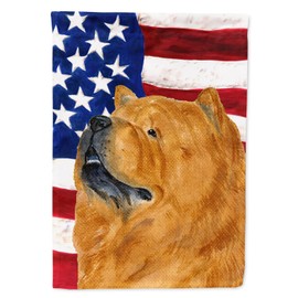 Caroline's Treasures SS4029GF USA American Flag with Chow Chow Garden Flag Mailbox Flag Decorative Yard Flag Banner Outside Patio Artwork Yard Flower Beds, Garden Size, Multicolor