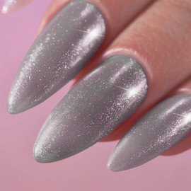 AHAMIOU Nail Polish Holographic Pink Shimmer Gel Nails Glitter Set Sparkly Shiny Reflective Nail Polish Kit Neutral Sheer Nude Gel Polish Diamond Gel for Home Salon DIY,Gray