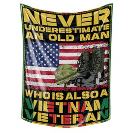 Huglanket Vietnam Veteran Gifts for Men/Women, Bed Flannel Plush Blanket (50"x 65"), Gifts for Vietnam Vet for Birthday, Thanksgiving, Christmas - Never