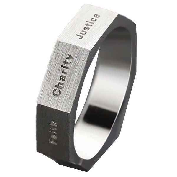 AZYOUNG Retro Silver Adjustable Open Index Finger Ring Seven Virtues