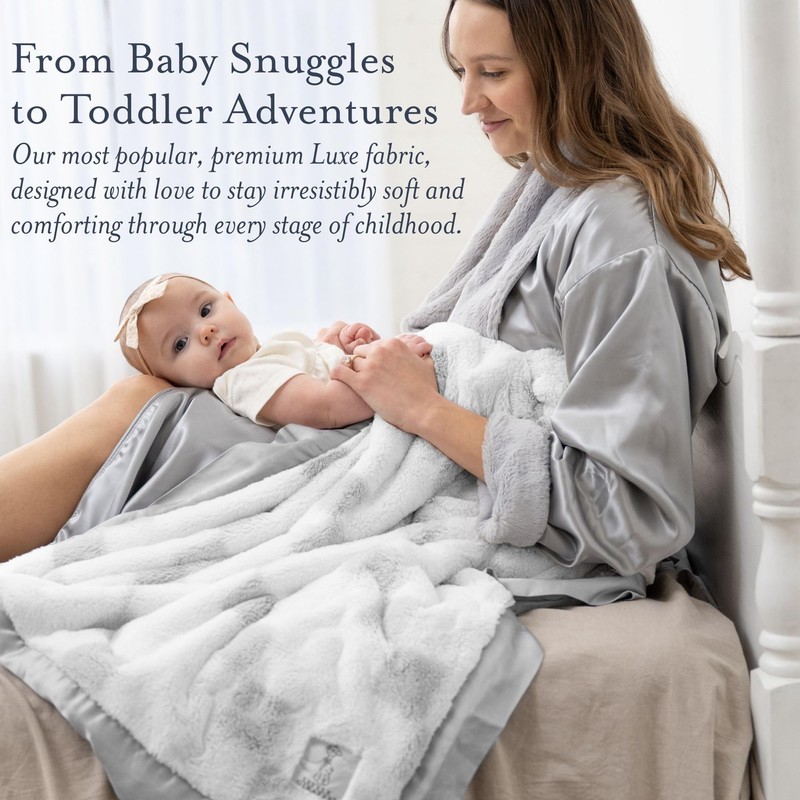 Little Giraffe Luxe Baby Blanket – 29x35” Satin Trim, Stairway