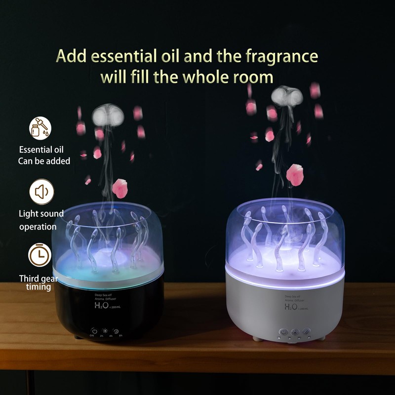 Jellyfish Humidifier Diffuser, 280ml Essential Oil Diffuser with Remote, 7