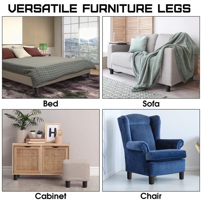 TURSTIN 8 Pack 3 Inch Plastic Furniture Legs with M8