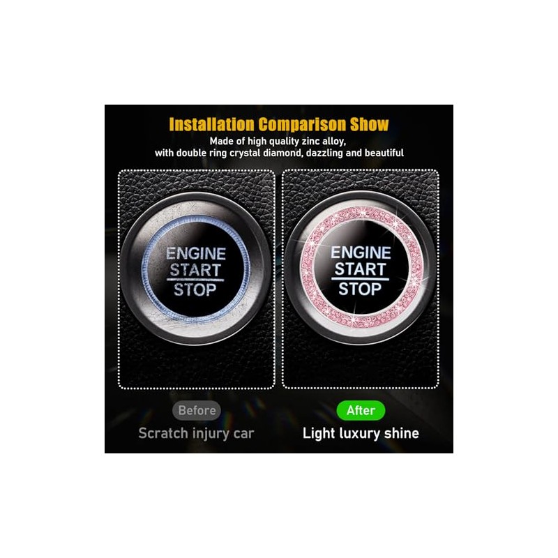 Bling Crystal Rhinestone Car Engine Start Decoration Ring