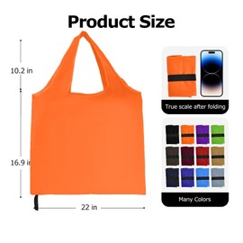 Criyar 1 Pack Foldable Shopping Bag, Waterproof Reusable Grocery Bag Holder,Tote Bags Nylon Bags(Orange)