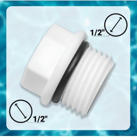 2 x 1/2 Inch PVC Pipe End Cap - MNPT 1/2 PVC Cap - 1/2 Inch Male Threaded Plug - Pipe Fitting for Plumbing Water Line