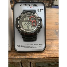 Armitron 40/8309RED,  Men's Black Resin Watch, 100 Meter, Chronograph, Alarm