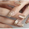 24pcs Glossy Press On Nails – Golden Stripe & Glitter