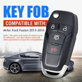 Keymall Flip Key Fob Keyless Entry Remote Control Replacement for Fusion 2013 2014 2015 2016 FCC ID:N5F-A08TAA P/N:164-R7986 ID49 Chip 4 Buttons