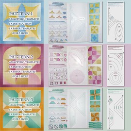 Halandar 11Pcs/3 Patterns Acrylic Template and Paper Pieces Set Sewing Supplies Quilting Crafting Tools for Beginners DIY Patchwork Sewing Craft Clothing Craft Quilting Design