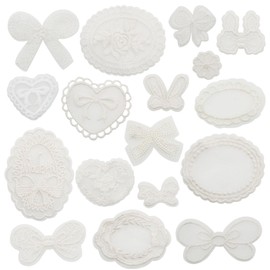 JMZLLRX Pack of 18 Lace Appliques Patches Heart Bow Flower Lace Patch Stickers for Clothing Flowers Applique Embroidery Patches Organza Lace Appliques for Wedding Dresses Sewing DIY Crafts