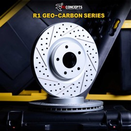 R1 Concepts Rear Brake Rotor Kit |Brake Rotors| Brake Disc |Drilled and Slotted|fits 2012-2022 Subaru Crosstrek, Forester, Impreza, XV Crosstrek