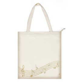 Headsitg Music Notes Tote Bag,Canvas Music Handbag,Music Bag for Class,Canvas Tote Bag,Reusable Shopping Bags,Shoulder Bag Travel Bags,Music Gifts for Women-Beige, HD-18A