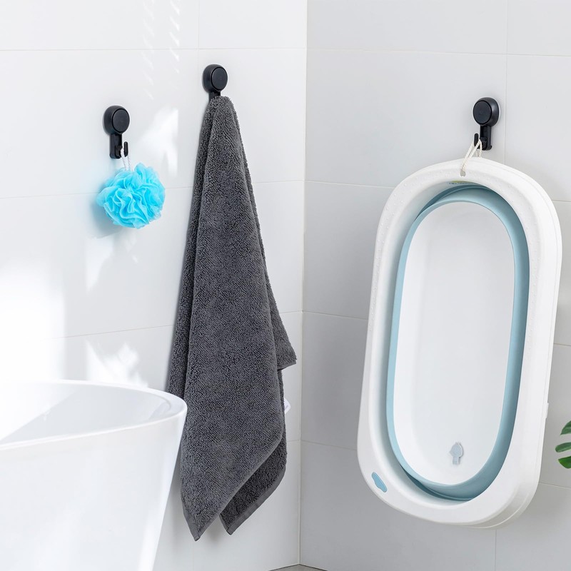 TAILI 4 Pack 360° Rotatable Powerful Suction Cup Shower Hooks