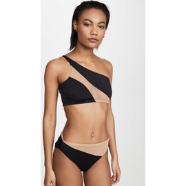 Norma Kamali womens Bikini Top, Black/Nude Mesh, Medium US