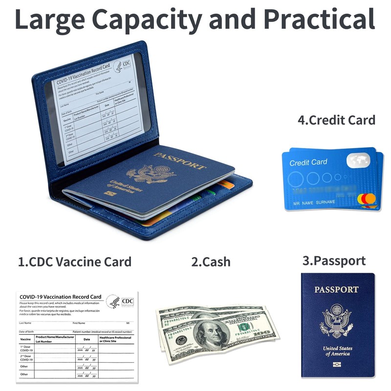 Passport Holder Cover Wallet Case RFID Blocking Leather Card Slot
