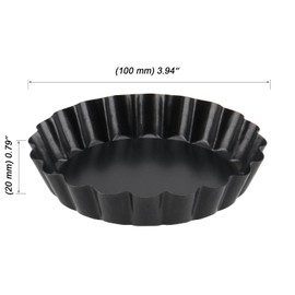 MOUYAT 10 Pack 10cm Round Quiche Dish, 4 Inch Non Stick Quiche Pan Tart Tin with Loose Bottom, Pie Tin Fluted Tart Pan for Baking, Quiches, Flans