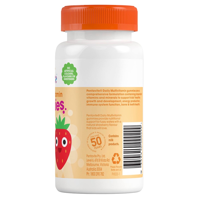 Pentavite Kids Daily Multivitamin 60 Gummies, Natural Strawberry