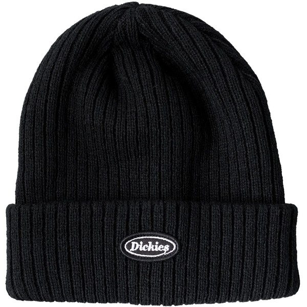 Dickies Special Order, CALIF Ribbed Knit Cap, Logo, Patch, Knit Hat, Watch Cap, Unisex, Acrylic, Beanie, Plain, Snowboarding, (00) black