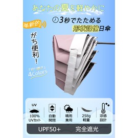 (Folds up neatly in 3 seconds) Memory Foam Parasol Folding Lightweight UV Protection 100 Light Shading Folding Umbrella Auto Open and Close Heat Shield Compact for Sunny or Rainy Weather Sun