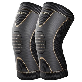 Copper Knee Braces for Knee Pain(2 pack)- Knee Compression Sleeve Support for Men & Women,Arthritis,Working Out:_Golden_X-Large