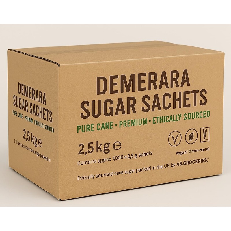 Brown Demerara Sugar Sachets – Individually Wrapped Pure Cane Portions,