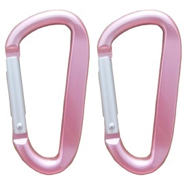 2 Pack Pink Carabiner Clip, 3" Aluminum Alloy Caribeener D Ring, Spring Snap Hook for Keychain Clip(Pink 2Pack)