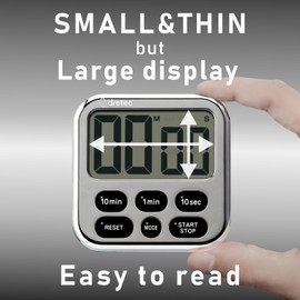 dretec Large Screen Timer, 6 Keys, Various Functions, Switch Clock Display, Cooking, Kitchen, Magnet, Digital, Bubble-6, Chrome Plated
