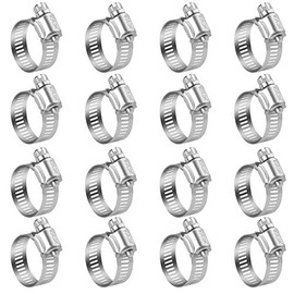 Winlong Stainless Steel Hose Clamps - 16 Pack Worm Gear Drive Hose Clamps SAE 10 Clamping Range from 1/2 Inch to 1-1/16 Inch (13mm-26mm) for Automotive Plumbing, 1/2'', 3/4'', 1'' Hose Clamps