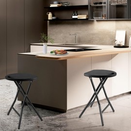 5Rcom Folding Stool, 1 Pack Portable Stool Chairs with Handle, Collapsible Stool for Adults with Heavy Duty Steel Frame Legs, 500lbs Capacity for Camping RV Party, Foldable Stool, Black