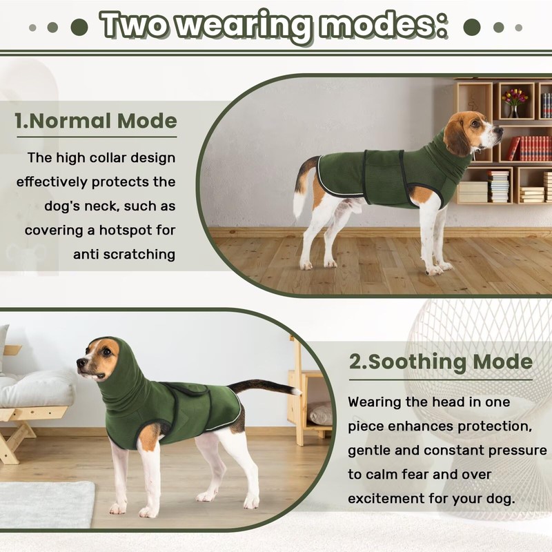 IDOMIK Dog Anxiety Calming Hoodie, Breathable Dog Jacket Vest for