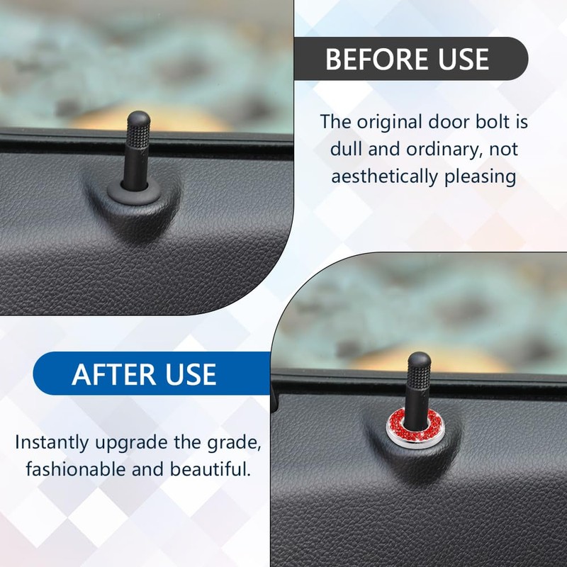 RGOAANC 4PCS Bling Car Inner Door Lock Covers, Automotive Interior