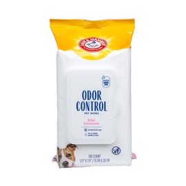 Arm & Hammer for Pets Odor Control Wipes for Dogs, Best Odor Eliminating Waterless Cleaning for Dogs & Puppies | Kiwi Blossom Scent, 100 Count